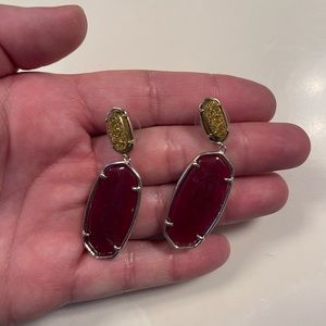 Custom made earrings. Gold sparkle is druzy and maroon is Ellie sized